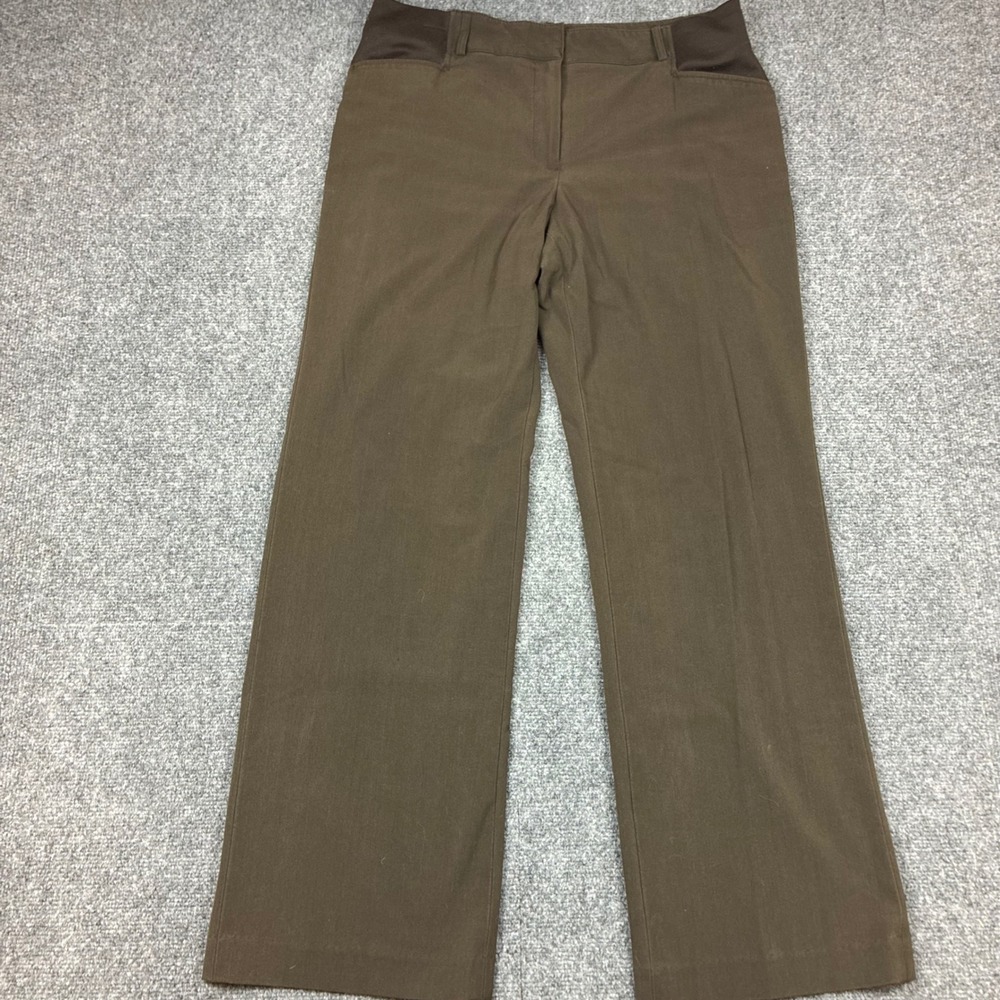 Kim Rogers Womens Size 14 36x31 Brown Straight Leg Dress Pants Elastic Waist